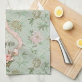 Gepersonaliseerd meisje Chic Green en roze Floral Theedoek (Quarter Fold)