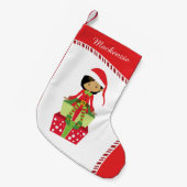 Gepersonaliseerd meisje Elf Kleine Kerstsok (Voorkant (Hangend))