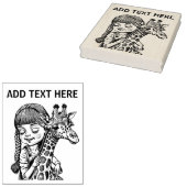 Gepersonaliseerd Meisje en Giraffe - Wood Art Stam Rubberstempel (Gestempeld)