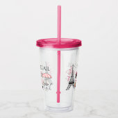 Gepersonaliseerd meisje en kat Eiffeltoren Parijs Acryl Drinkbeker (Rechts)