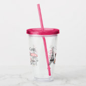 Gepersonaliseerd meisje en kat Eiffeltoren Parijs Acryl Drinkbeker (Links)
