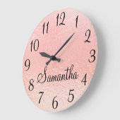 Gepersonaliseerd meisje Faux Parly Peach Pink Foil Grote Klok (Hoek)