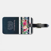 Gepersonaliseerd meisje Floral Stripped Monogram Bagagelabel (Achterkant horizontaal)