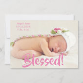 Gepersonaliseerd meisje geboren met roze foto met  aankondiging (Voorkant)