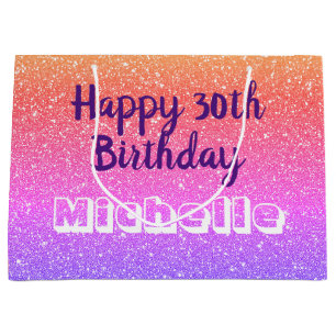 Gepersonaliseerd meisje Glitter 30th Birthday Groot Cadeauzakje