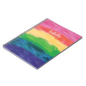 Gepersonaliseerd meisje Glitter Rainbow Notitieboek (Linkerzijde)