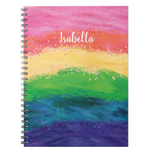 Gepersonaliseerd meisje Glitter Rainbow Notitieboek