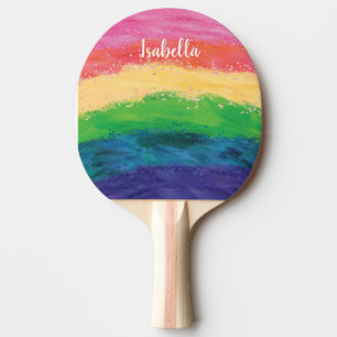 Gepersonaliseerd meisje Glitter Rainbow Tafeltennisbatje