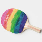 Gepersonaliseerd meisje Glitter Rainbow Tafeltennisbatje (Zijkant)