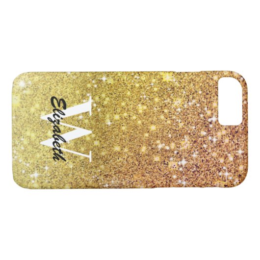 Gepersonaliseerd meisje Glitter Sparkles Monogram Case-Mate iPhone Case (Achterkant (Horizontaal))