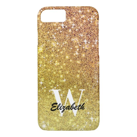 Gepersonaliseerd meisje Glitter Sparkles Monogram Case-Mate iPhone Case (Achterkant)