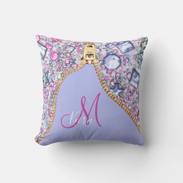 Gepersonaliseerd meisje Gold Glitter Monogrammed B Kussen (Voorkant)