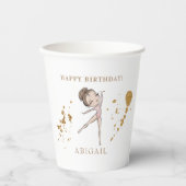 Gepersonaliseerd Meisje Gymnastiek Verjaardagsfees Papieren Bekers (Voorkant)