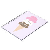 Gepersonaliseerd Meisje Ice Cream Cone Notitieboek (Linkerzijde)