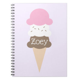 Gepersonaliseerd Meisje Ice Cream Cone Notitieboek