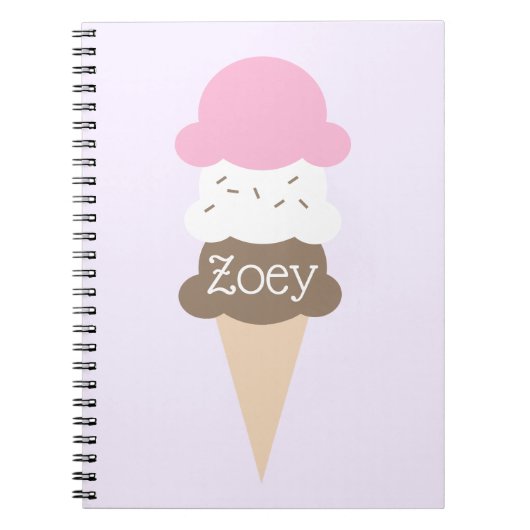 Gepersonaliseerd Meisje Ice Cream Cone Notitieboek (Voorkant)