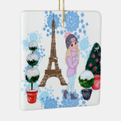 Gepersonaliseerd meisje in de Parijse wintertoren  Keramisch Ornament (Rechts)