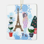 Gepersonaliseerd meisje in de Parijse wintertoren  Keramisch Ornament (Links)