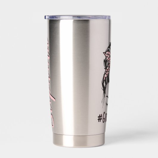 Gepersonaliseerd Meisje Mama Messy Bun Meisje Mam  Geïsoleerde Drinkbeker (Rechts)