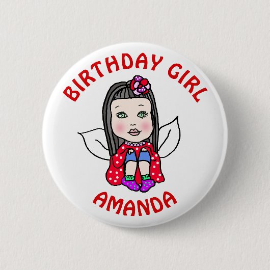 Gepersonaliseerd meisje met de geboorte ronde button 5,7 cm (Voorkant)