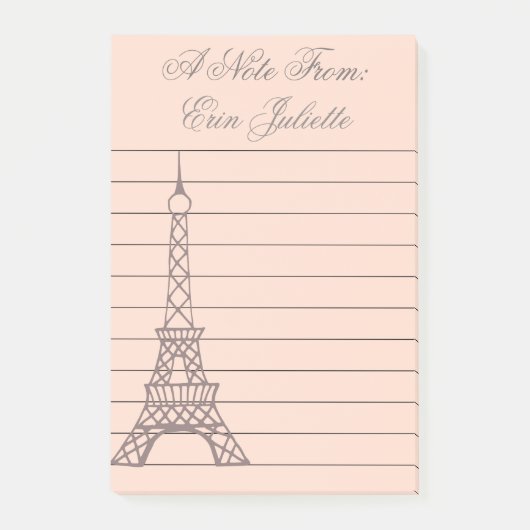 Gepersonaliseerd Meisje Post It Note Eiffel Tower (Voorkant)