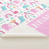 Gepersonaliseerd meisje Power Dinosaur Sherpa Deken (3/4)