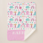 Gepersonaliseerd meisje Power Dinosaur Sherpa Deken (Voorkant)