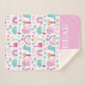 Gepersonaliseerd meisje Power Dinosaur Sherpa Deken (Voorkant (horizontaal))