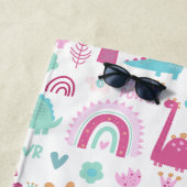 Gepersonaliseerd meisje Power Dinosaur Strandlaken (In situ)