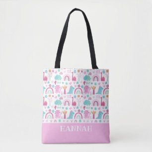 Gepersonaliseerd meisje Power Dinosaur Tote Bag