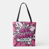 Gepersonaliseerd MEISJE POWER Stripboek Roze Tote Bag (Achterkant)