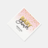 Gepersonaliseerd Meisje Roze Goud Confetti Baby sh Servet (Hoek)