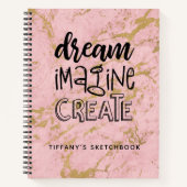 Gepersonaliseerd Meisje Roze Marmeren Artiest Sche Notitieboek (Voorkant)