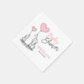 Gepersonaliseerd Meisje Roze Olifant Moeder & Baby Servet (Hoek)