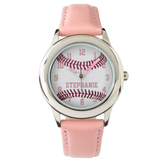 Gepersonaliseerd meisje Softball Watch Horloge (Voorkant)