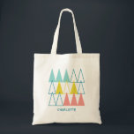 Gepersonaliseerd meisje tote bag<br><div class="desc">De canvas tas van dit stijlvolle meisje is versierd met een simpel geometrisch patroon in pasteltinten van roze,  turquoise en geel. Pas het door de naam te veranderen aan. Om verder uit te geven gebruik het Hulpmiddel van het Ontwerp om de doopvont,  de doopvontgrootte,  of de kleur te veranderen.</div>