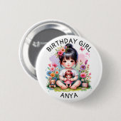 Gepersonaliseerd meisje van Birthday Ronde Button 5,7 Cm (Voorkant /achterkant)