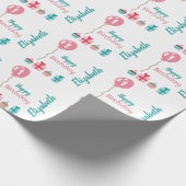 Gepersonaliseerd meisje van eerste verjaardag cadeaupapier (Hoek)