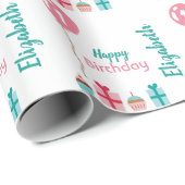 Gepersonaliseerd meisje van eerste verjaardag cadeaupapier (Rol Hoek)