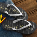 Gepersonaliseerd meisje van Honor Golden Yellow Teenslippers<br><div class="desc">Golden Yellow Black en White Stripes Pattern - Change to Any Color by click Customize (Verandering in elke kleur door op aanpassen te klikken). En zeg alles wat je maar wilt. Maak deze van een soort teenslipper met UW bericht op hen. Wees het praatje over het strand! Gepersonaliseerd met jouw...</div>