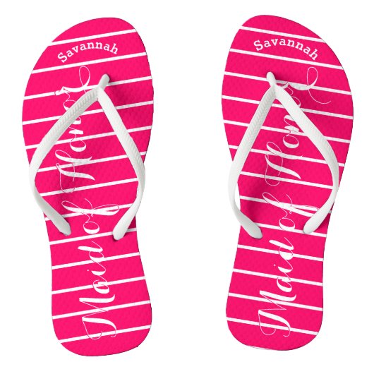 Gepersonaliseerd meisje van Honor Pink Teenslippers (Voetbed)