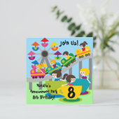 Gepersonaliseerd Meisjes Amusement Park Verjaardag Kaart (Staand voorkant)