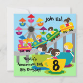 Gepersonaliseerd Meisjes Amusement Park Verjaardag Kaart (Voorkant)