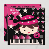 Gepersonaliseerd Meisjes Rock Star Verjaardagsuitn Kaart (Voorkant / Achterkant)