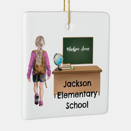 Gepersonaliseerd meisjes school kerst ornament (Rechts)