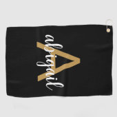 Gepersonaliseerd meisjesgoudlegant moderne monogra golfhanddoek (Horizontaal)