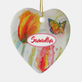 Gepersonaliseerd meisjesnaam Tulip Floral Ornament (Rechts)