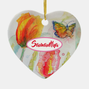 Gepersonaliseerd meisjesnaam Tulip Floral Ornament