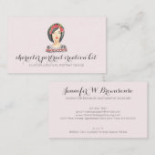 Gepersonaliseerd meisjesportretkarakter gedrukt visitekaartje (Voorkant / Achterkant)