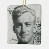 Gepersonaliseerd Memorial Masculine Photo Square Keramisch Ornament (Links)